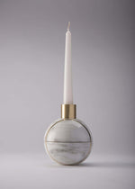 Axis Sphere Marble Candle Holder – Sculptural Tabletop Accent in Natural Stone
