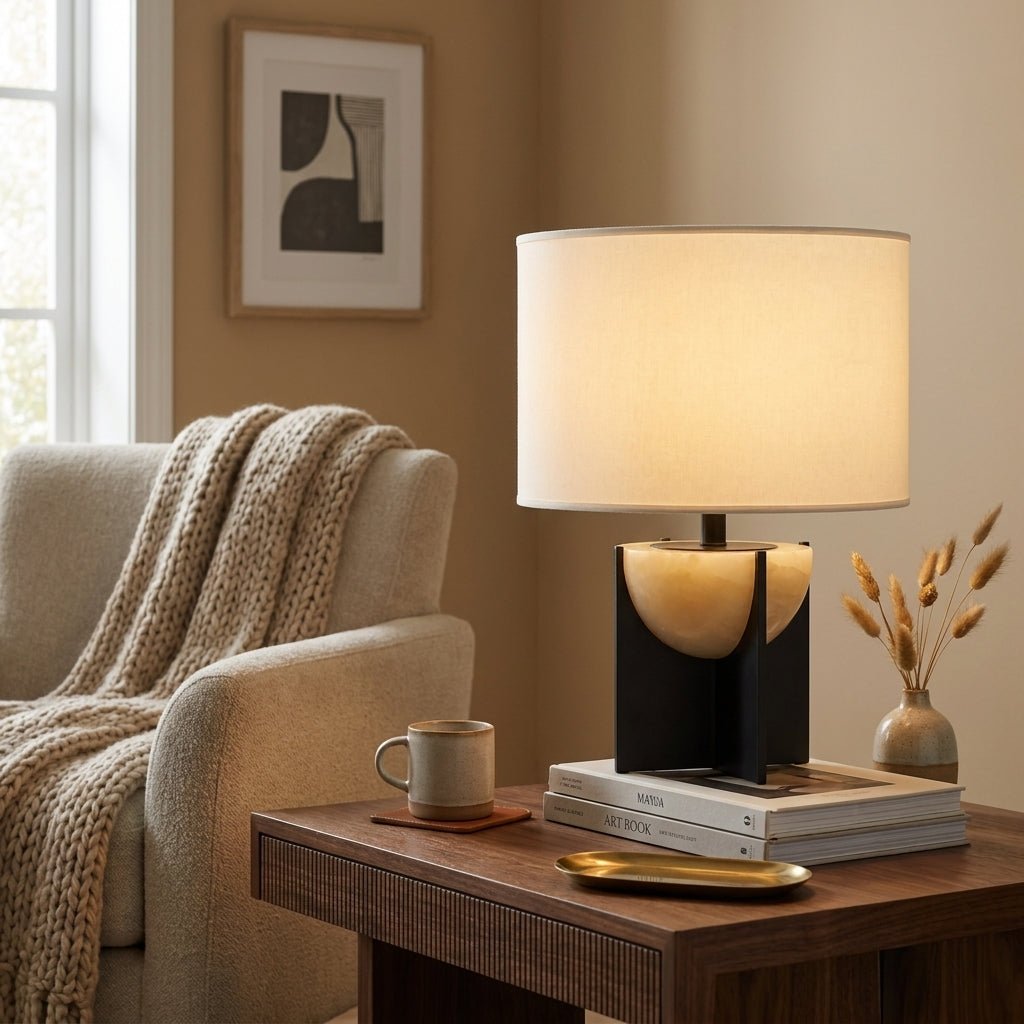 Axis Alabaster Table Lamp – Sculptural Bedside & Living Room Lighting