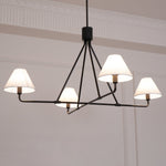 Axis Modern Linear Chandelier in Brass and Black for Dining Room and Living Room