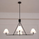 Axis Modern Linear Chandelier in Brass and Black for Dining Room and Living Room
