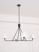 Axis Modern Linear Chandelier in Brass and Black for Dining Room and Living Room
