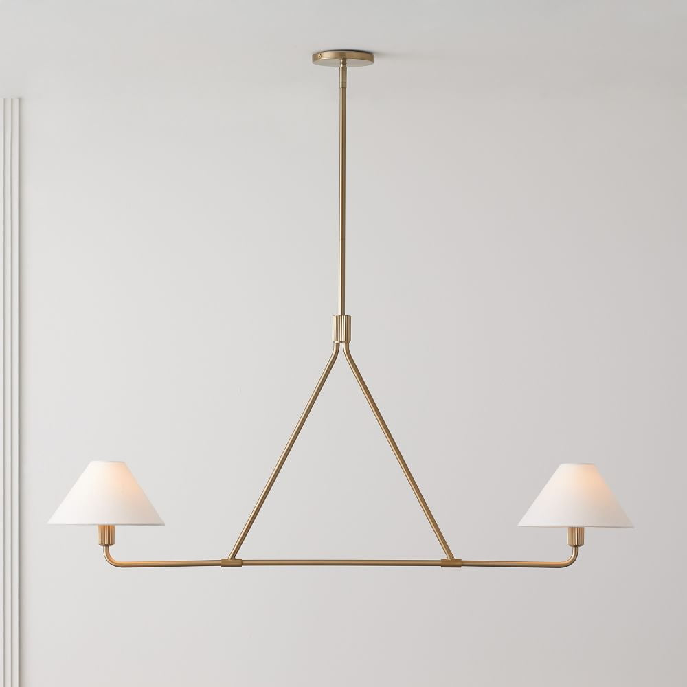 Axis Modern Linear Chandelier in Brass and Black for Dining Room and Living Room
