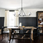 Axis Modern Linear Chandelier in Brass and Black for Dining Room and Living Room