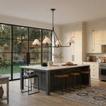 Axis Modern Linear Chandelier in Brass and Black for Dining Room and Living Room