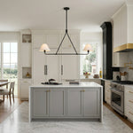 Axis Modern Linear Chandelier in Brass and Black for Dining Room and Living Room