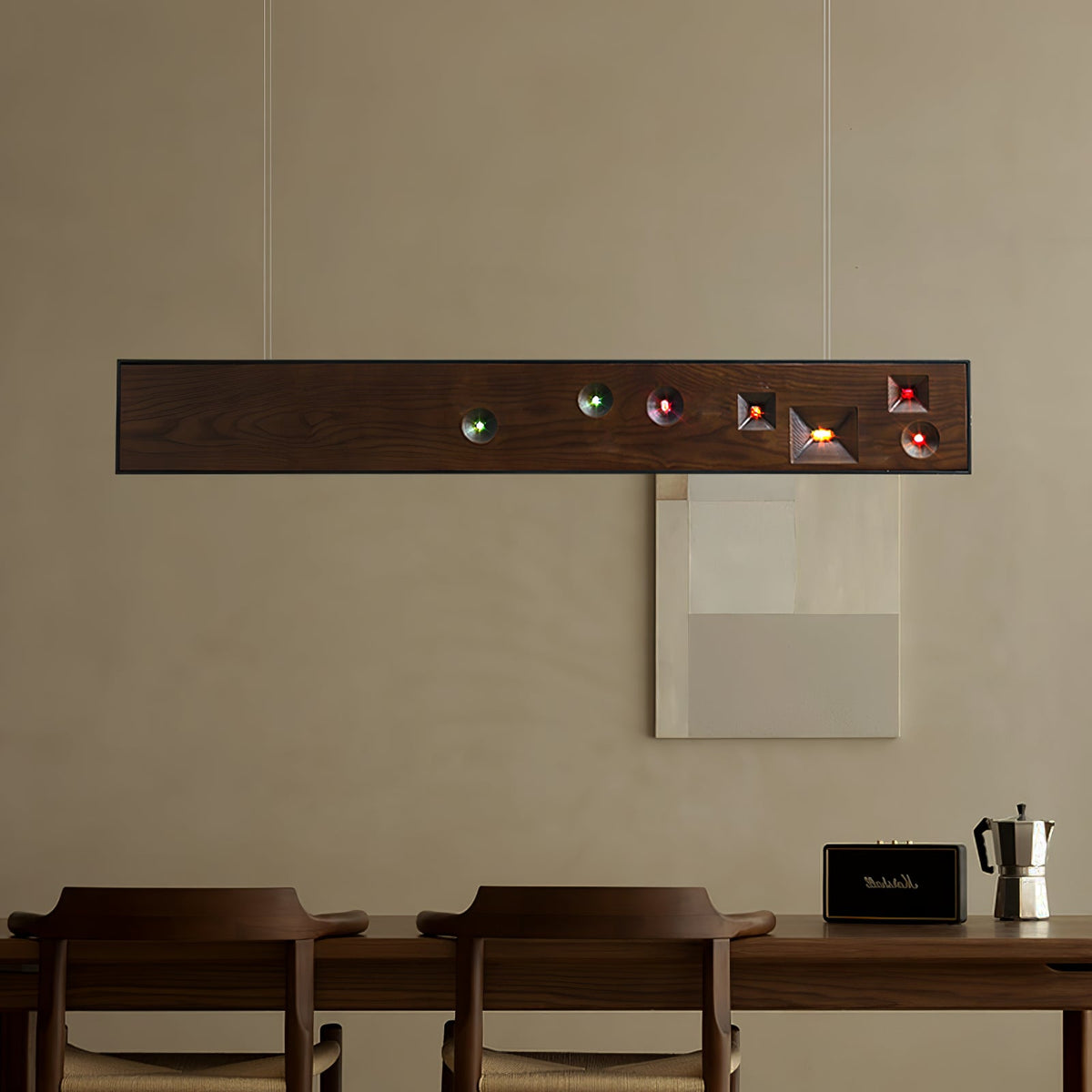 Axis Linear Wood LED Pendant Light for Kitchen Island and Dining Room