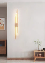 Axis Terra Wall Sconce in Travertine and Wood