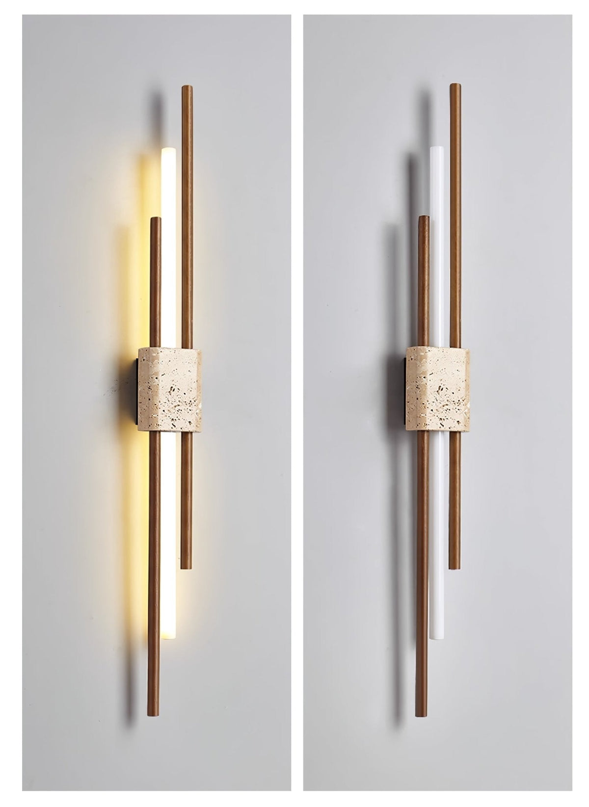 Axis Terra Wall Sconce in Travertine and Wood
