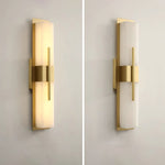 Axis Twin Alabaster LED Wall Sconce, Modern Brass & Black Finish