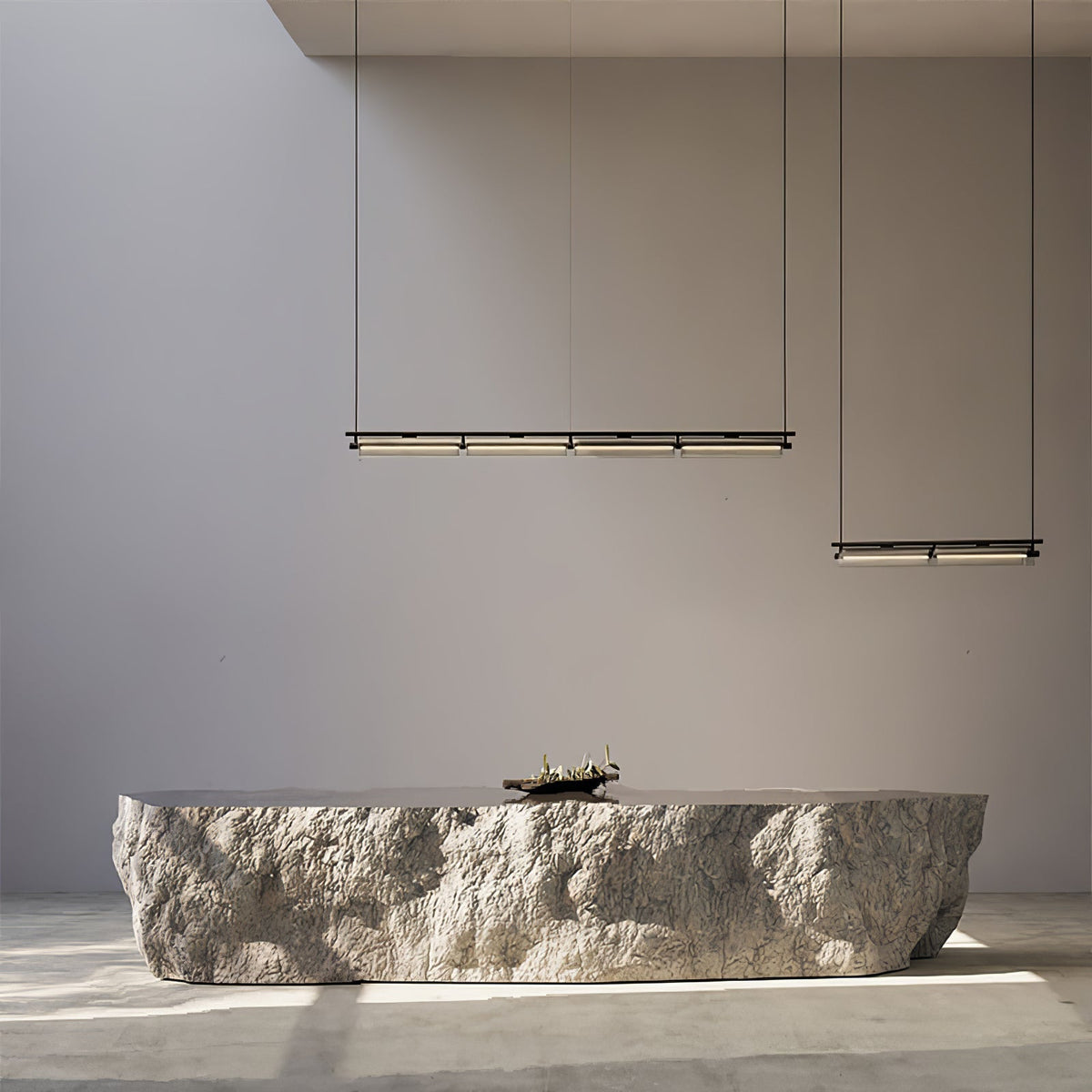 Modern Linear LED Chandelier for Kitchen Island, Smoked Acrylic Pendant Light