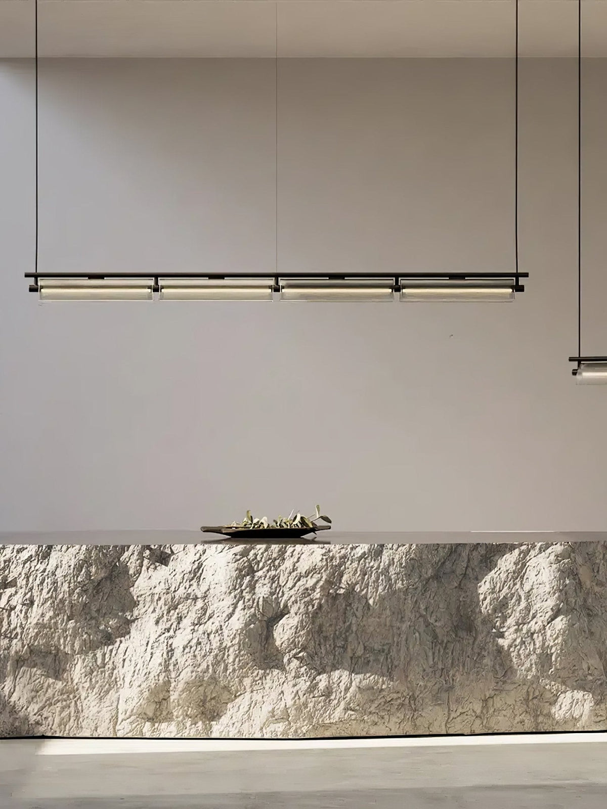 Modern Linear LED Chandelier for Kitchen Island, Smoked Acrylic Pendant Light