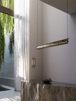Modern Linear LED Chandelier for Kitchen Island, Smoked Acrylic Pendant Light