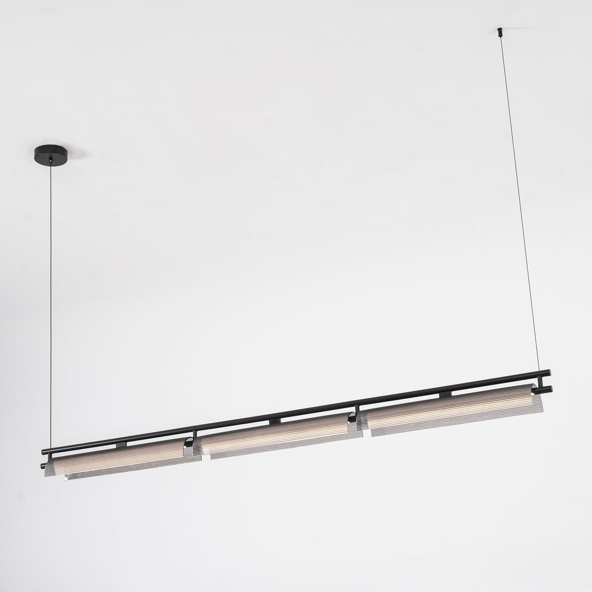 Modern Linear LED Chandelier for Kitchen Island, Smoked Acrylic Pendant Light