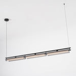 Modern Linear LED Chandelier for Kitchen Island, Smoked Acrylic Pendant Light