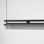 Modern Linear LED Chandelier for Kitchen Island, Smoked Acrylic Pendant Light