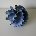 Azure Wave Sculptural Ceramic Table Lamp with Linen Shade