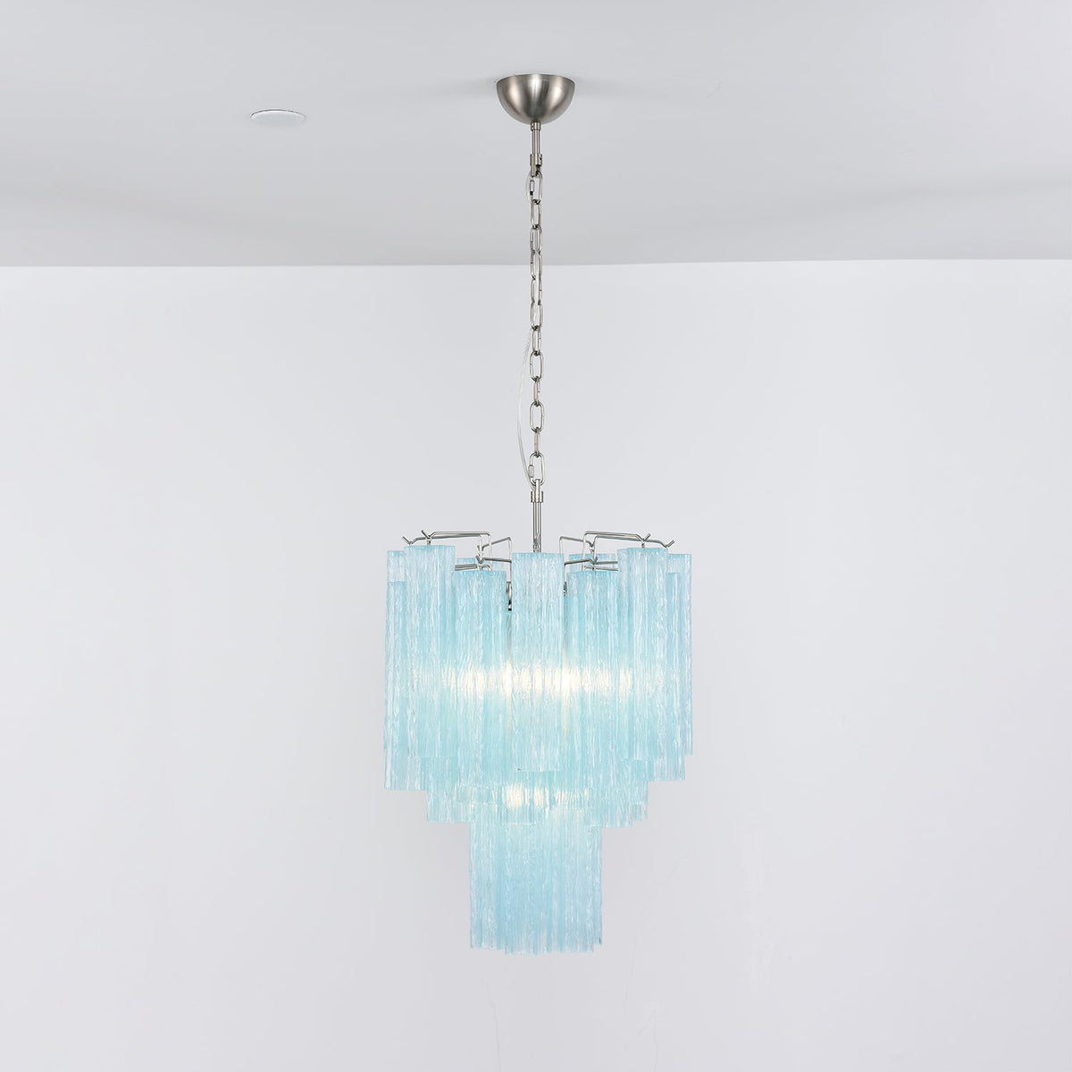 Azzura Glass Chandelier – Handcrafted Ocean Blue Glass Pendant Light for Dining Room and Entryway