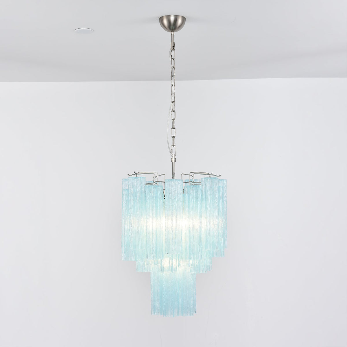 Azzura Glass Chandelier – Handcrafted Ocean Blue Glass Pendant Light for Dining Room and Entryway