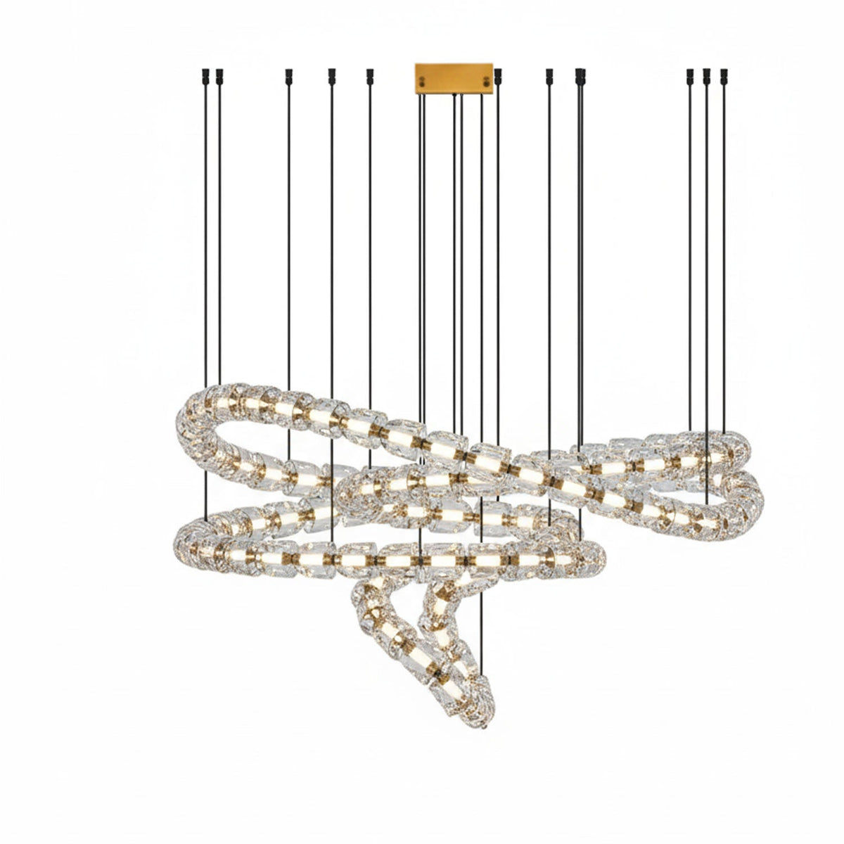 Gabriel Gold Crystal Chandelier – Sculptural LED Pendant for Modern Interiors