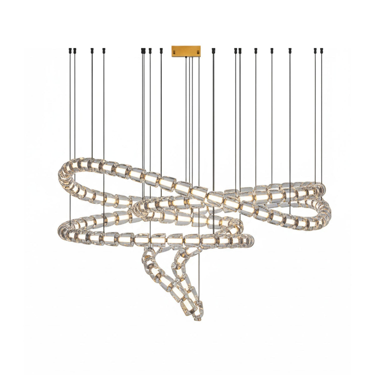 Gabriel Gold Crystal Chandelier – Sculptural LED Pendant for Modern Interiors