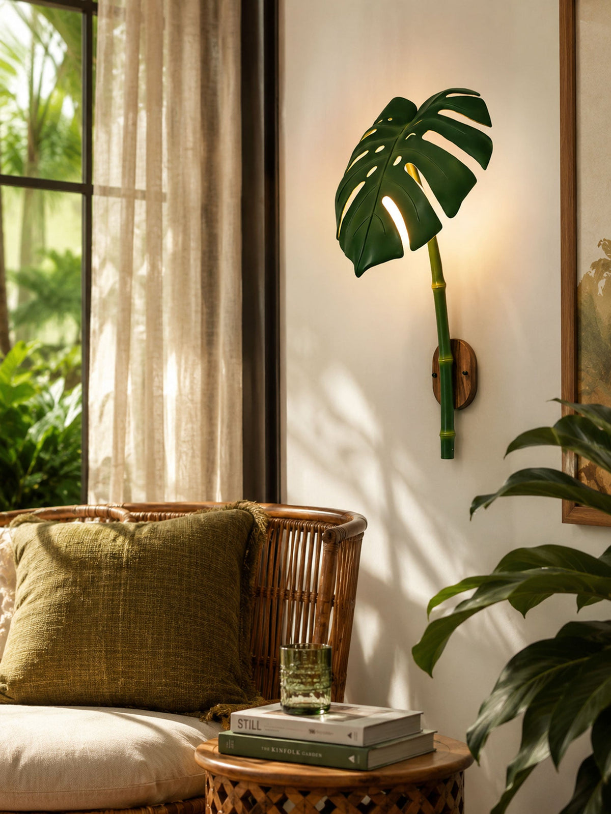 Monstera Leaf Wall Sconce — Tropical Botanical Light for Modern Interiors