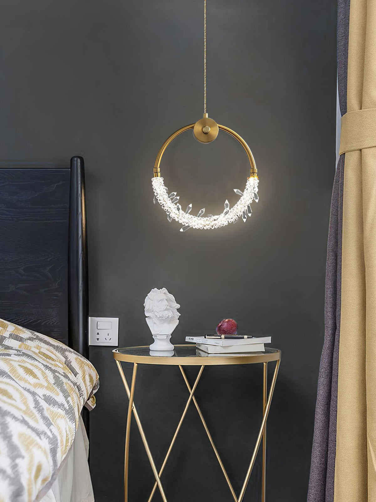Crystal Pendant Light in Copper Gold Finish with Integrated LED