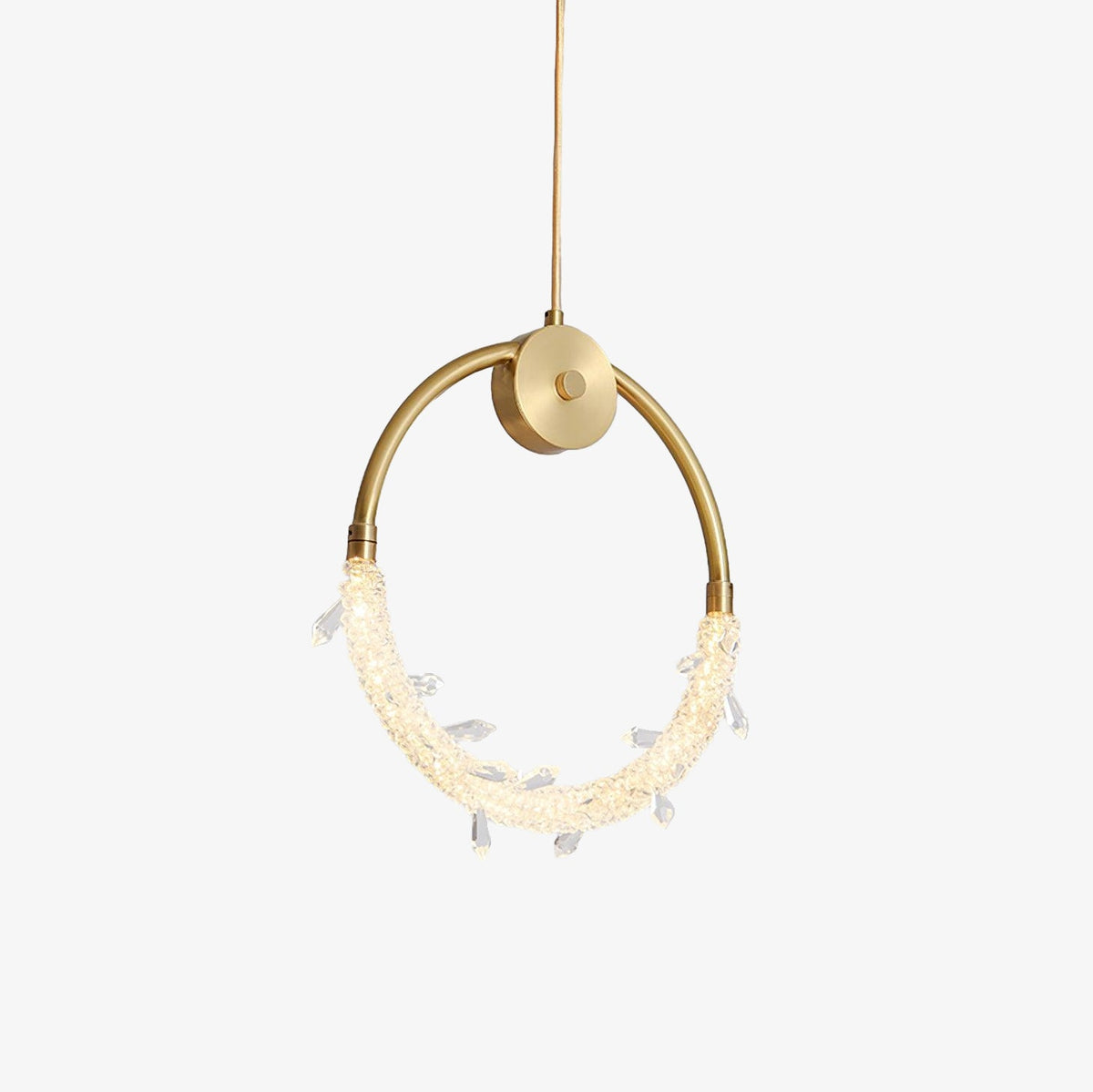 Crystal Pendant Light in Copper Gold Finish with Integrated LED