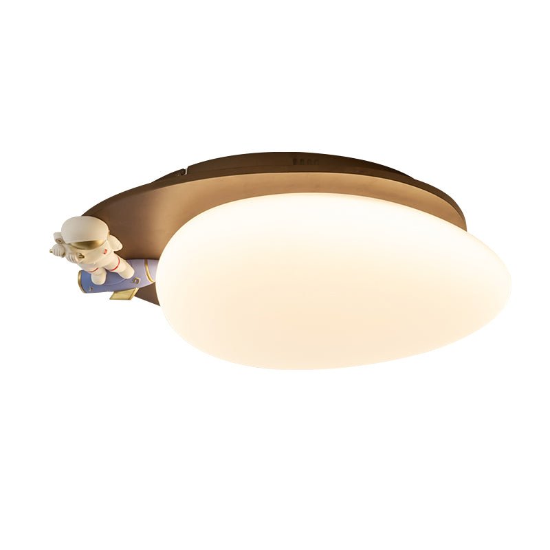 Lunar Buddy Ceiling Lamp — Modern Flush Mount with Astronaut Accent