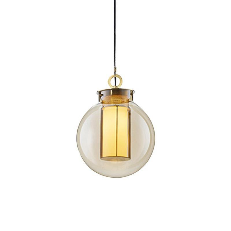 Bai Family Blown Glass Pendant Light in Bronze for Dining and Entry