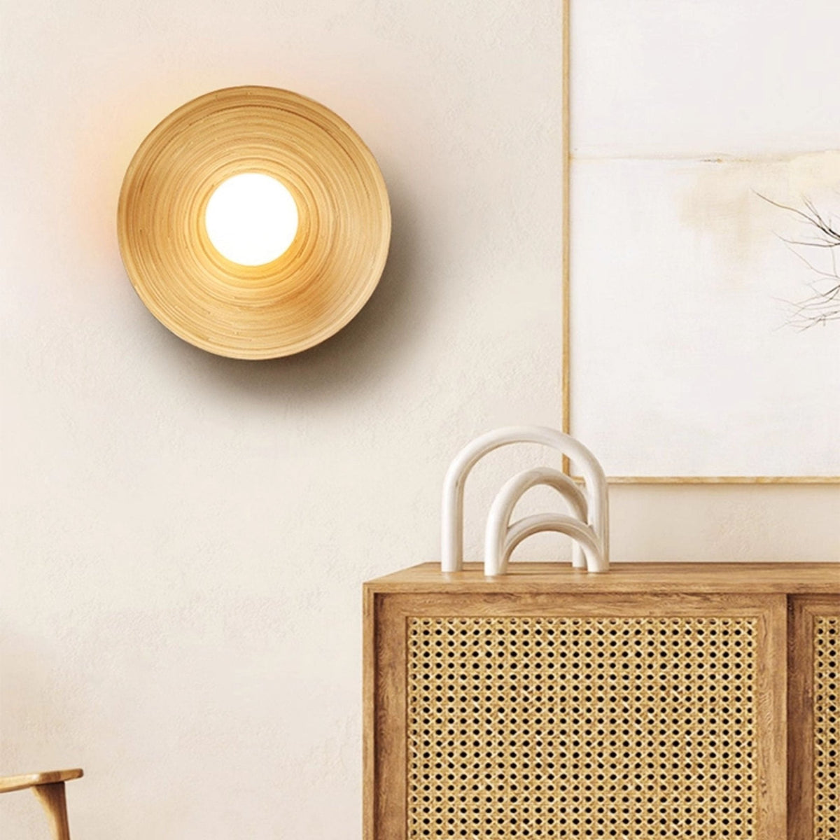 Bamboo Aura Wall Sconce – Natural Bamboo & Metal Modern Lighting
