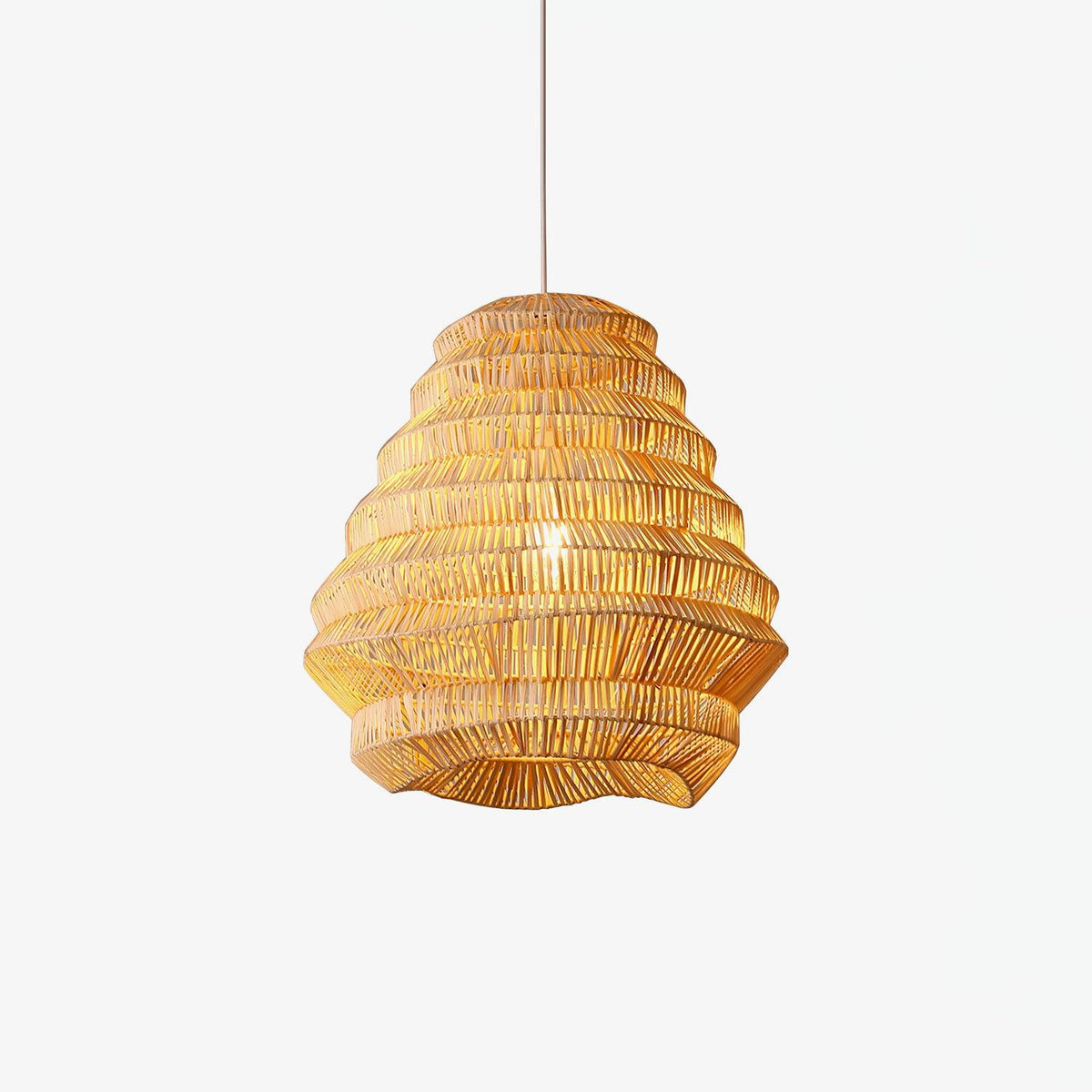 Artisan Bamboo Spiral Pendant Light, Handwoven Natural Shade for Dining & Living Areas
