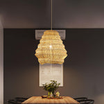 Artisan Bamboo Spiral Pendant Light, Handwoven Natural Shade for Dining & Living Areas
