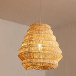 Artisan Bamboo Spiral Pendant Light, Handwoven Natural Shade for Dining & Living Areas