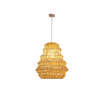 Artisan Bamboo Spiral Pendant Light, Handwoven Natural Shade for Dining & Living Areas