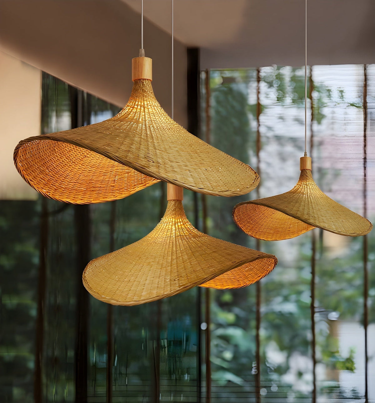 Bamboo Weave Hat Pendant Light