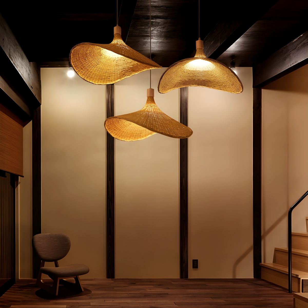 Bamboo Weave Hat Pendant Light