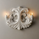Baroque Blossom Wall Sconce – Plaster Floral Two-Light Fixture