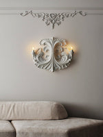 Baroque Blossom Wall Sconce – Plaster Floral Two-Light Fixture
