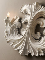 Baroque Blossom Wall Sconce – Plaster Floral Two-Light Fixture