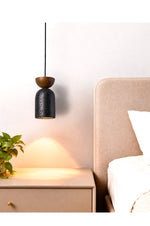 Basalt Walnut Drop Pendant Light – Organic Modern Travertine Hanging Lamp