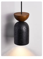 Basalt Walnut Drop Pendant Light – Organic Modern Travertine Hanging Lamp