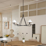 Axis Modern Linear Chandelier in Brass and Black for Dining Room and Living Room