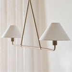 Axis Modern Linear Chandelier in Brass and Black for Dining Room and Living Room