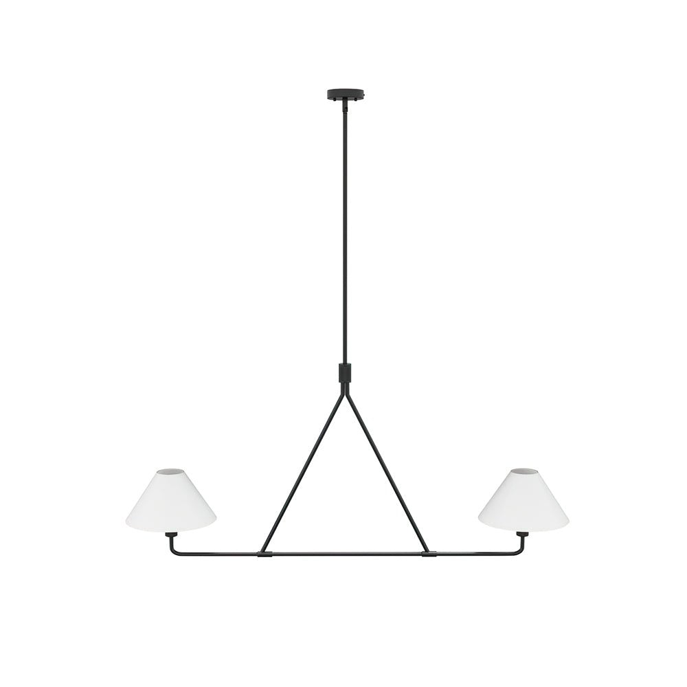 Axis Modern Linear Chandelier in Brass and Black for Dining Room and Living Room