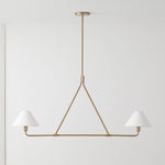 Axis Modern Linear Chandelier in Brass and Black for Dining Room and Living Room