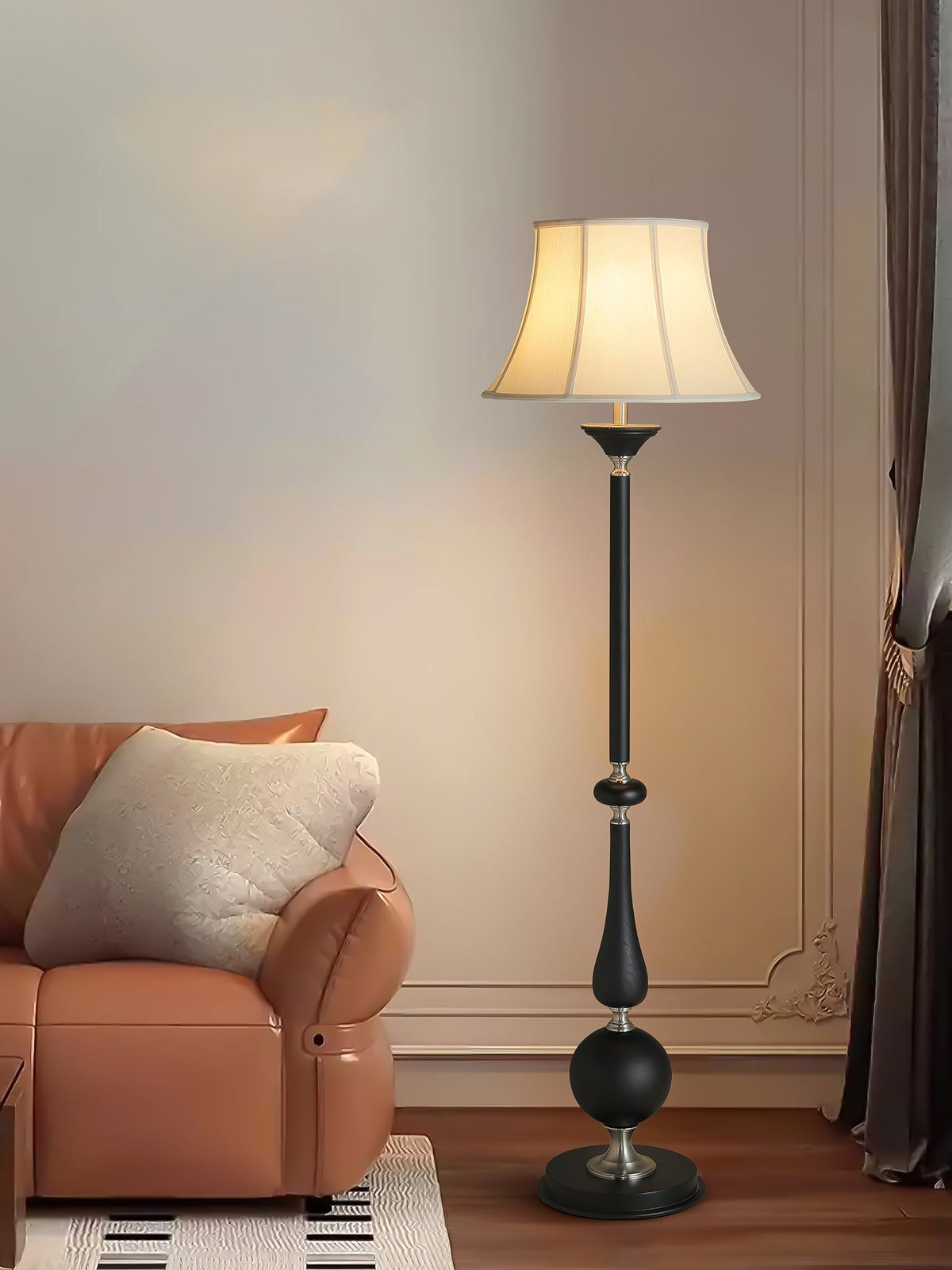 Belfort Classic Floor Lamp – Modern Black & Beige Designer Lighting for Living Room
