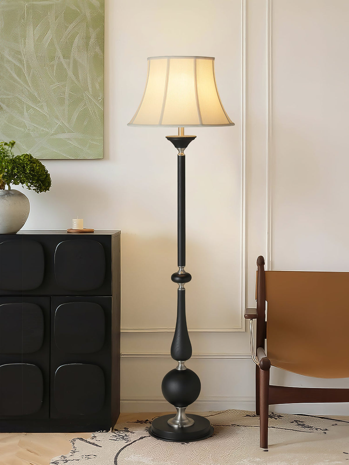 Belfort Classic Floor Lamp – Modern Black & Beige Designer Lighting for Living Room