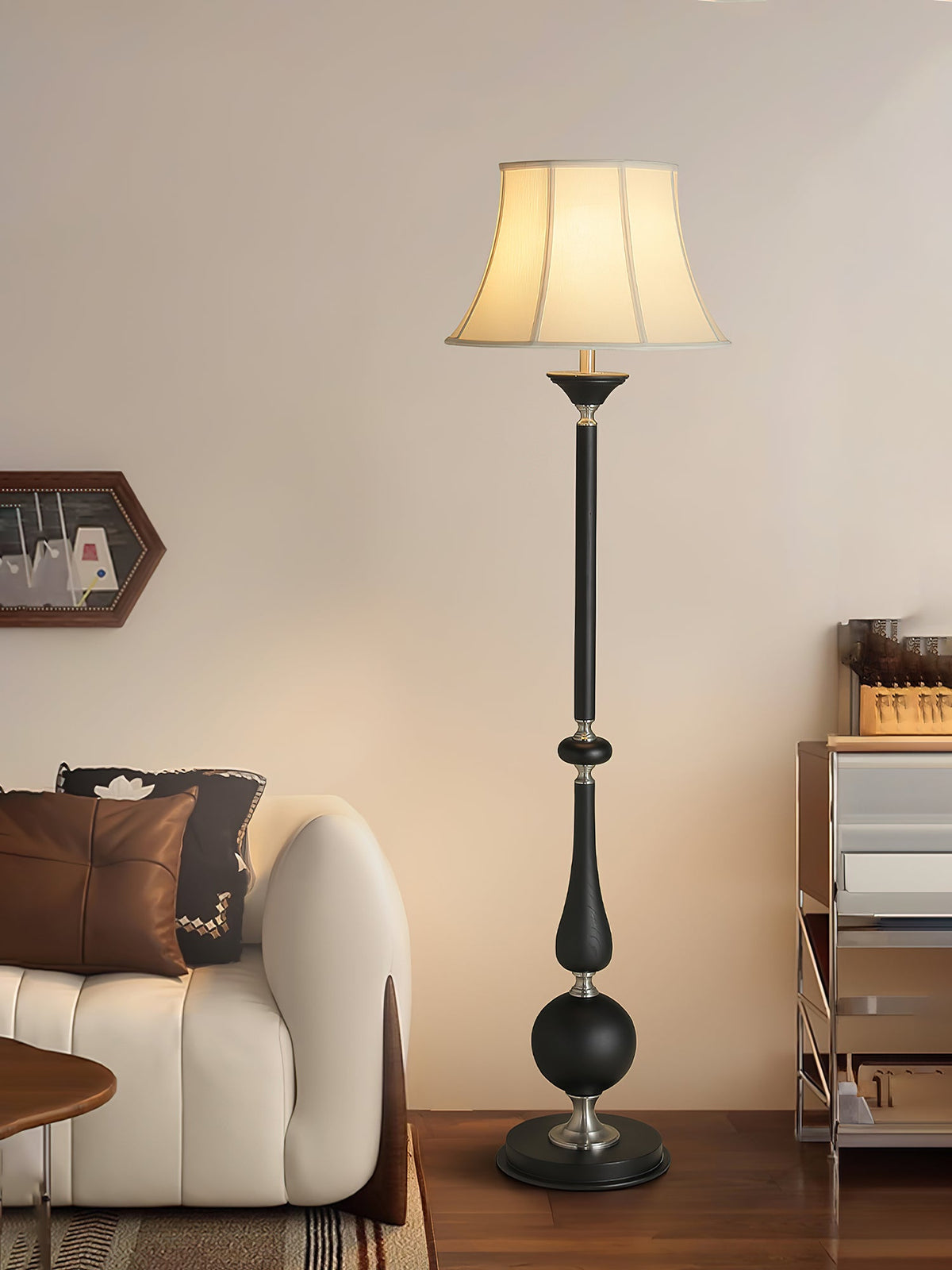 Belfort Classic Floor Lamp – Modern Black & Beige Designer Lighting for Living Room