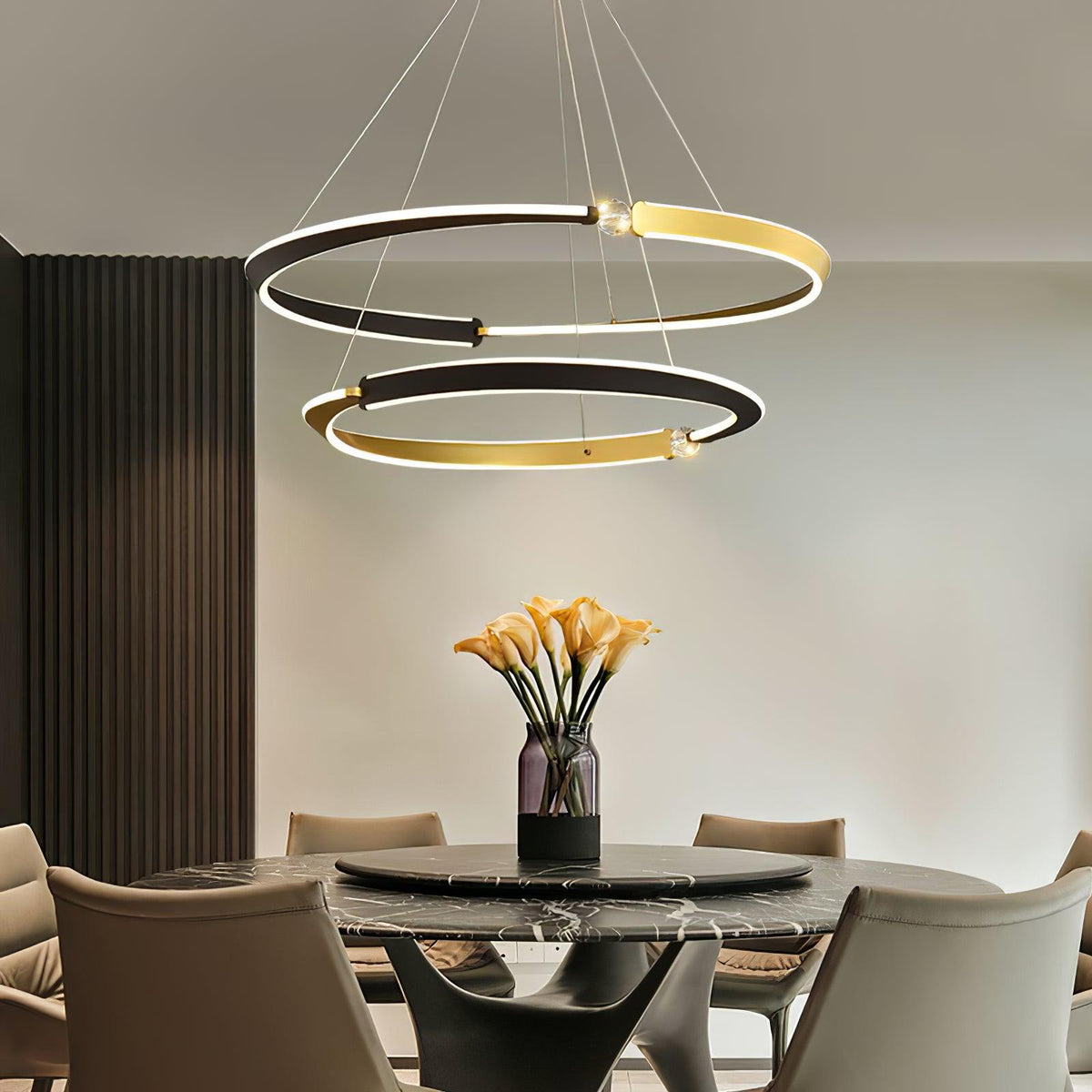 Crystal LED Pendant Light with Metal Frame, Modern Hanging Lamp for Dining Room and Living Room