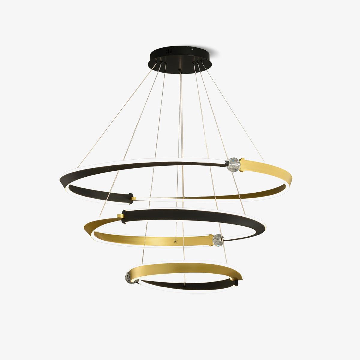 Crystal LED Pendant Light with Metal Frame, Modern Hanging Lamp for Dining Room and Living Room